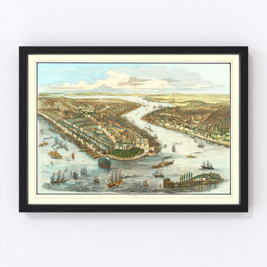 Vintage map of New York Harbor, New York, 1870