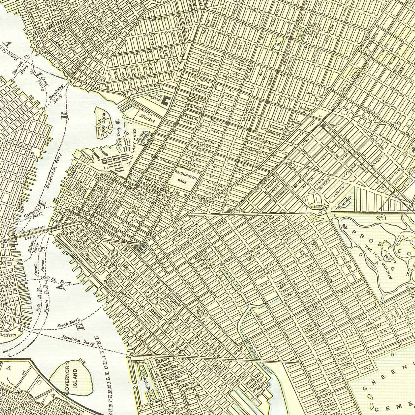 Vintage Map of Brooklyn, New York, 1890