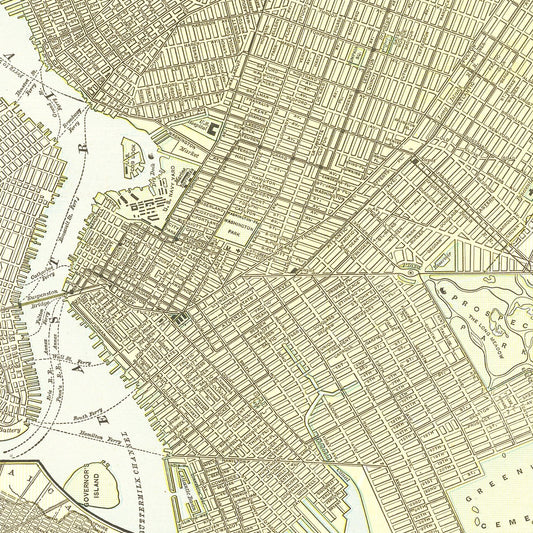 Vintage Map of Brooklyn, New York, 1890