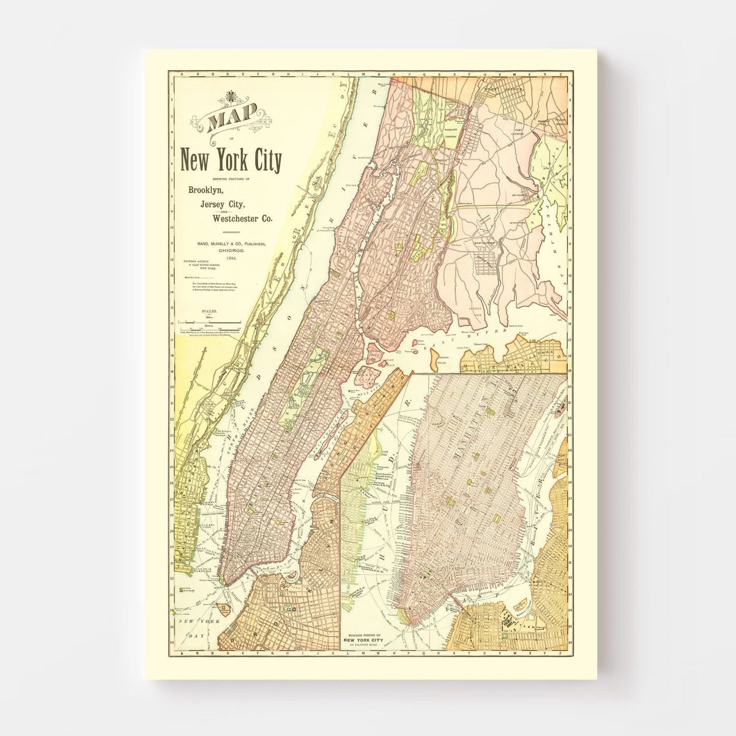 Vintage Map of Brooklyn, New York, 1896