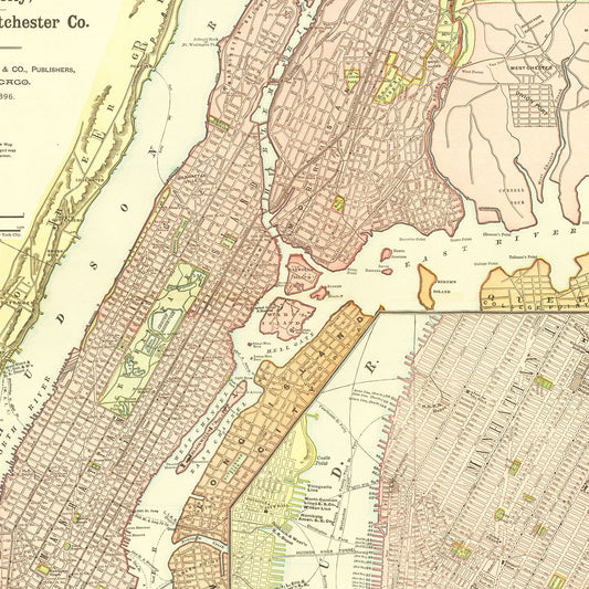 Vintage Map of Brooklyn, New York, 1896