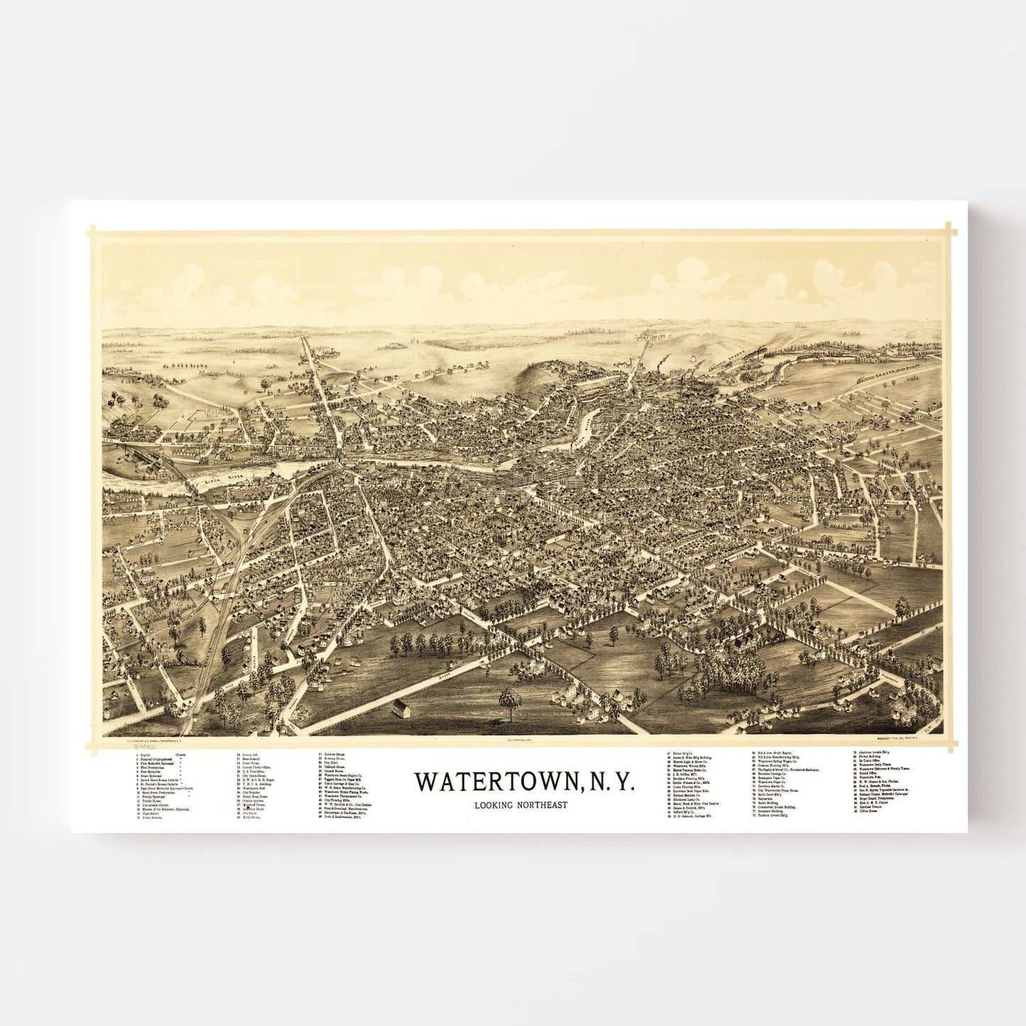Vintage Map of Watertown, New York 1891