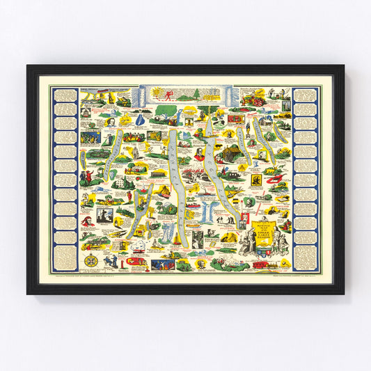 vintage map of the Finger Lakes, New York, 1934