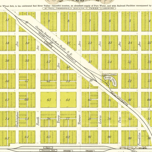 Vintage Map of Grand Forks, North Dakota, 1882