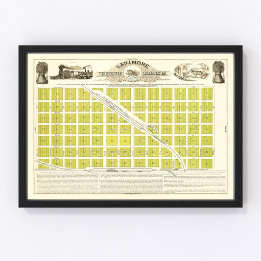 Vintage map of Grand Forks, North Dakota, 1882