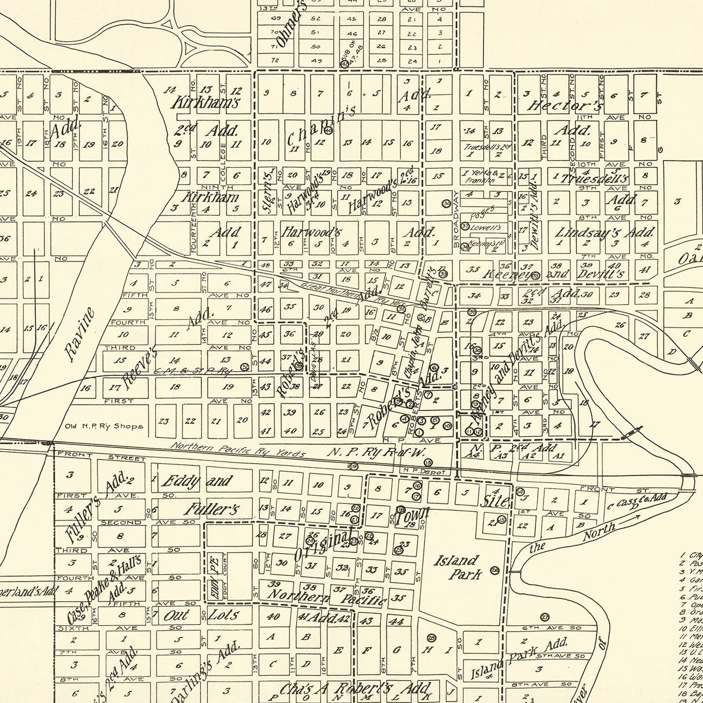 Vintage Map of Fargo, North Dakota, 1910