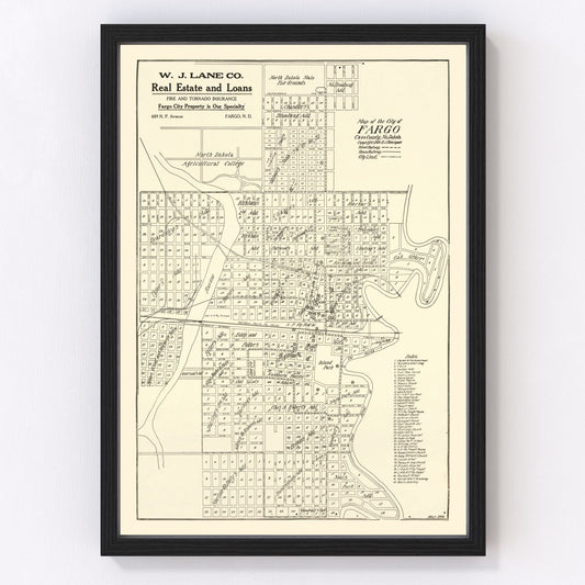 vintage map of Fargo, North Dakota, 1910