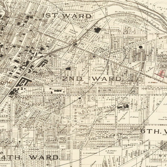Vintage Map of Akron, Ohio, 1889