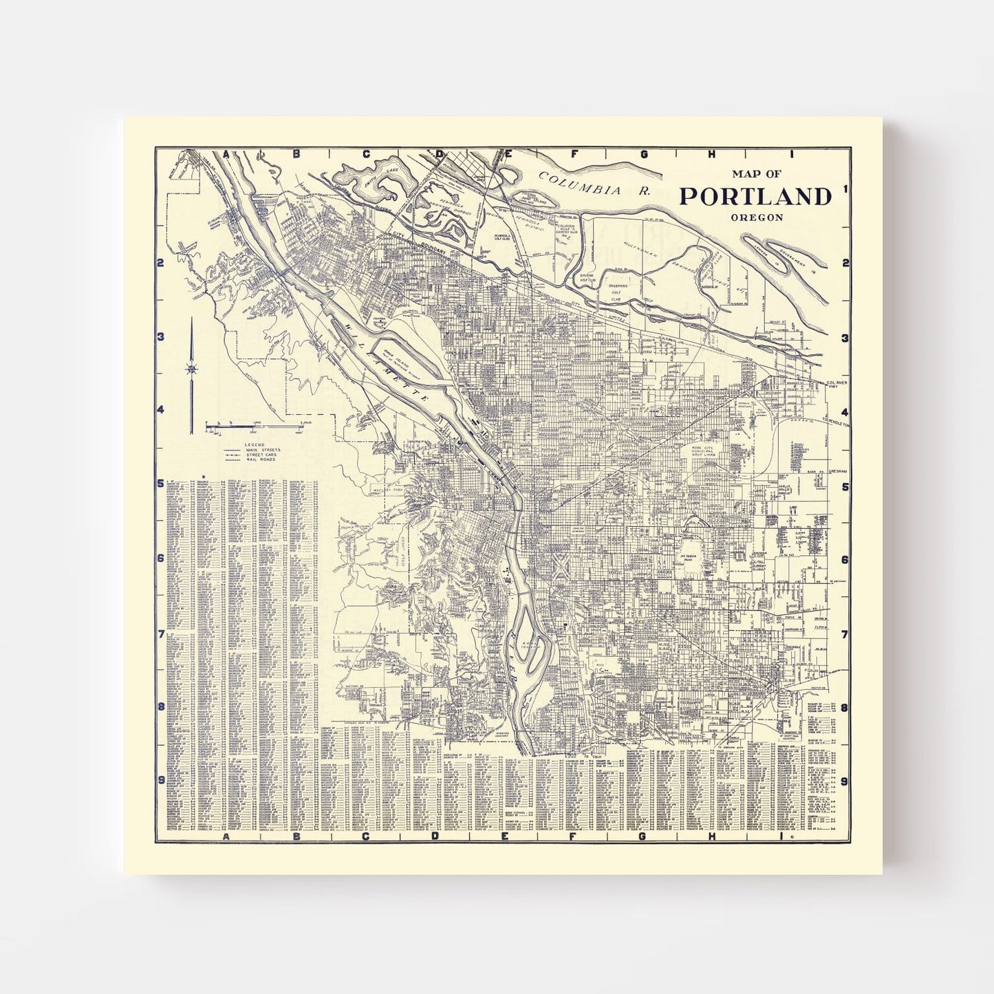 Vintage Map of Portland, Oregon, 1920