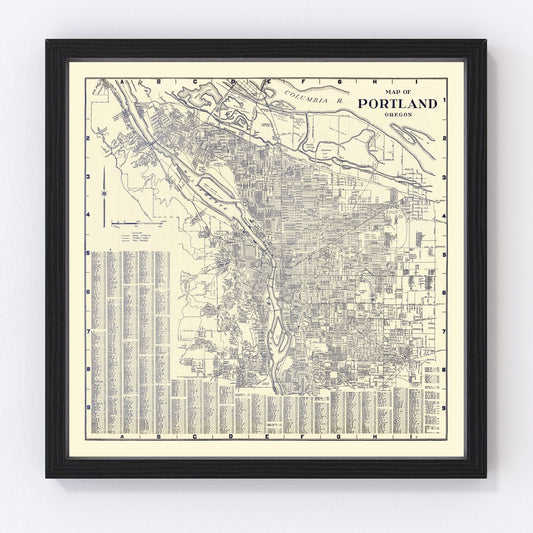 Vintage map of Portland, Oregon, 1920