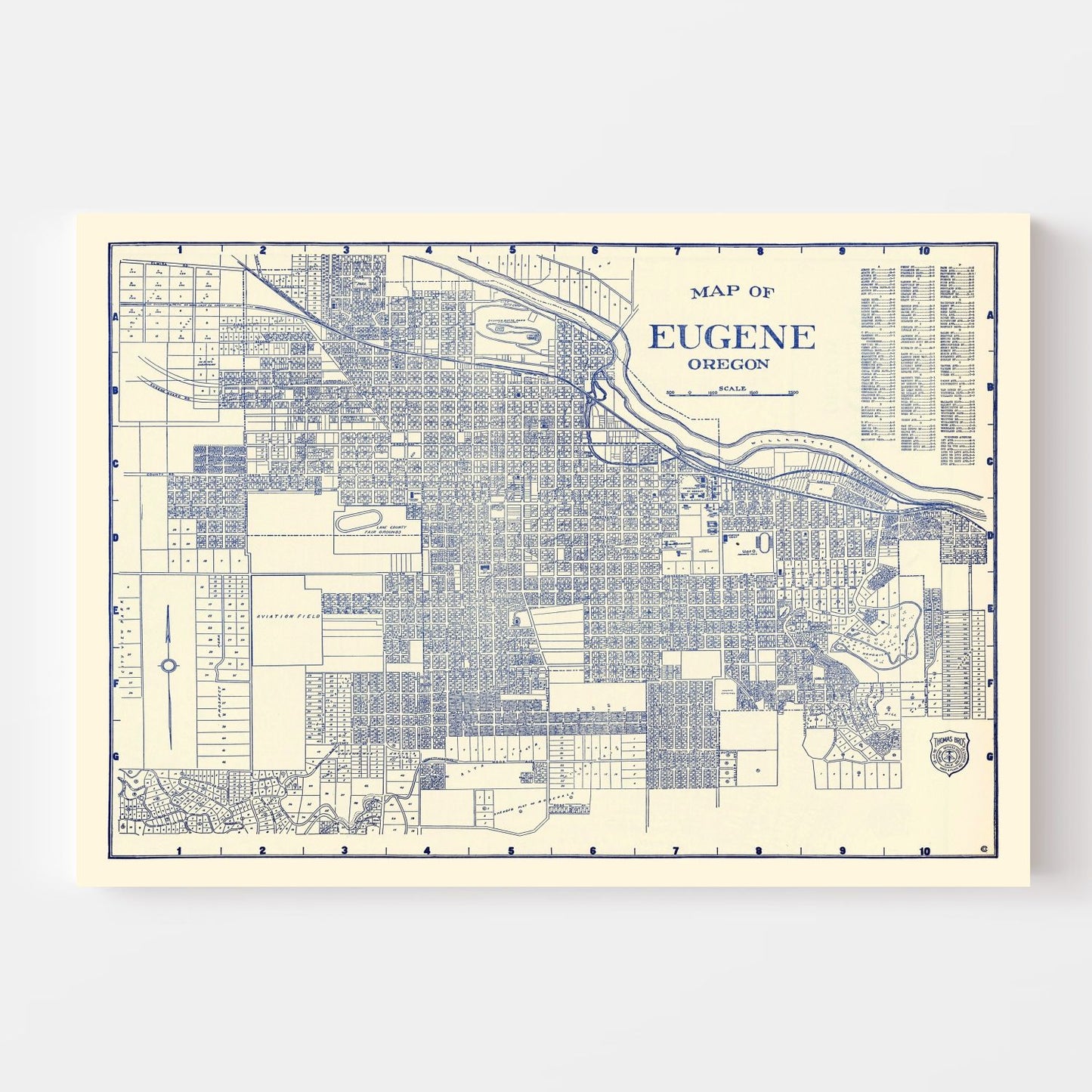 Vintage Map of Eugene, Oregon, 1920