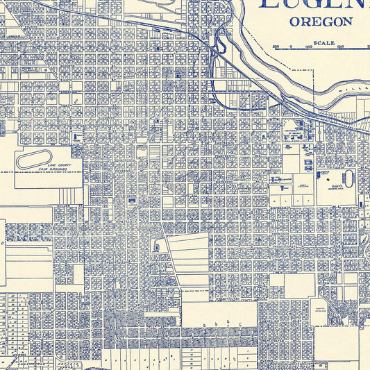 Vintage Map of Eugene, Oregon, 1920