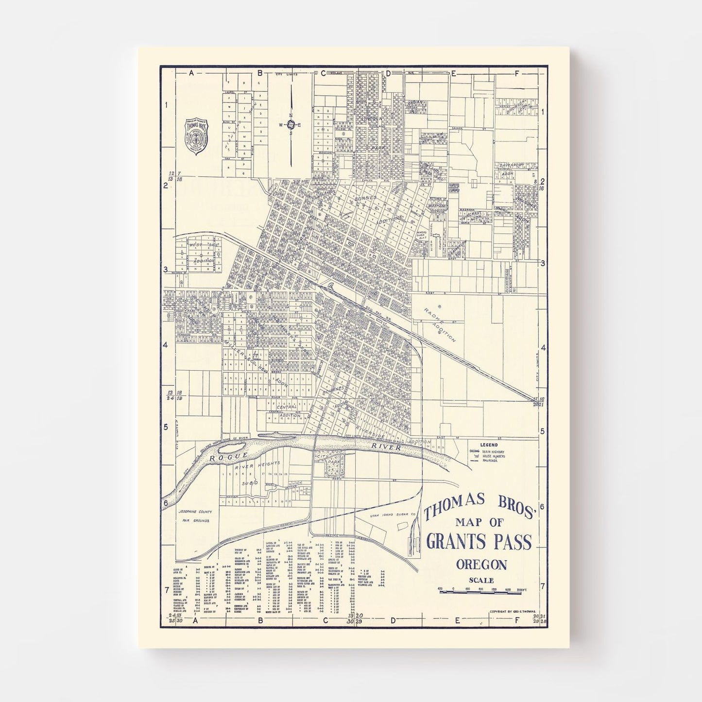 Vintage Map of Grants Pass, Oregon, 1920