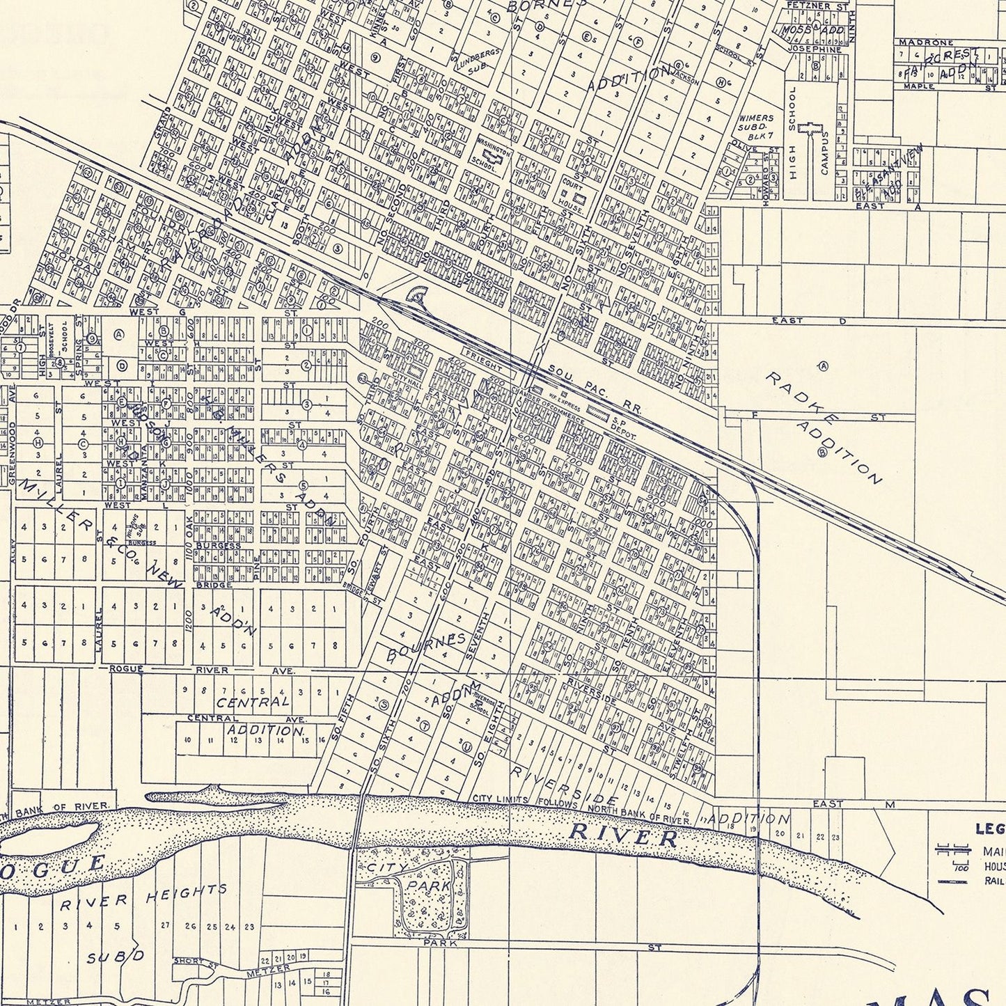 Vintage Map of Grants Pass, Oregon, 1920