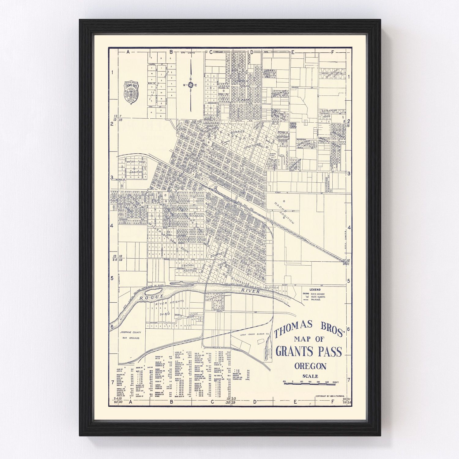 Vintage map of Grants Pass, Oregon, 1920