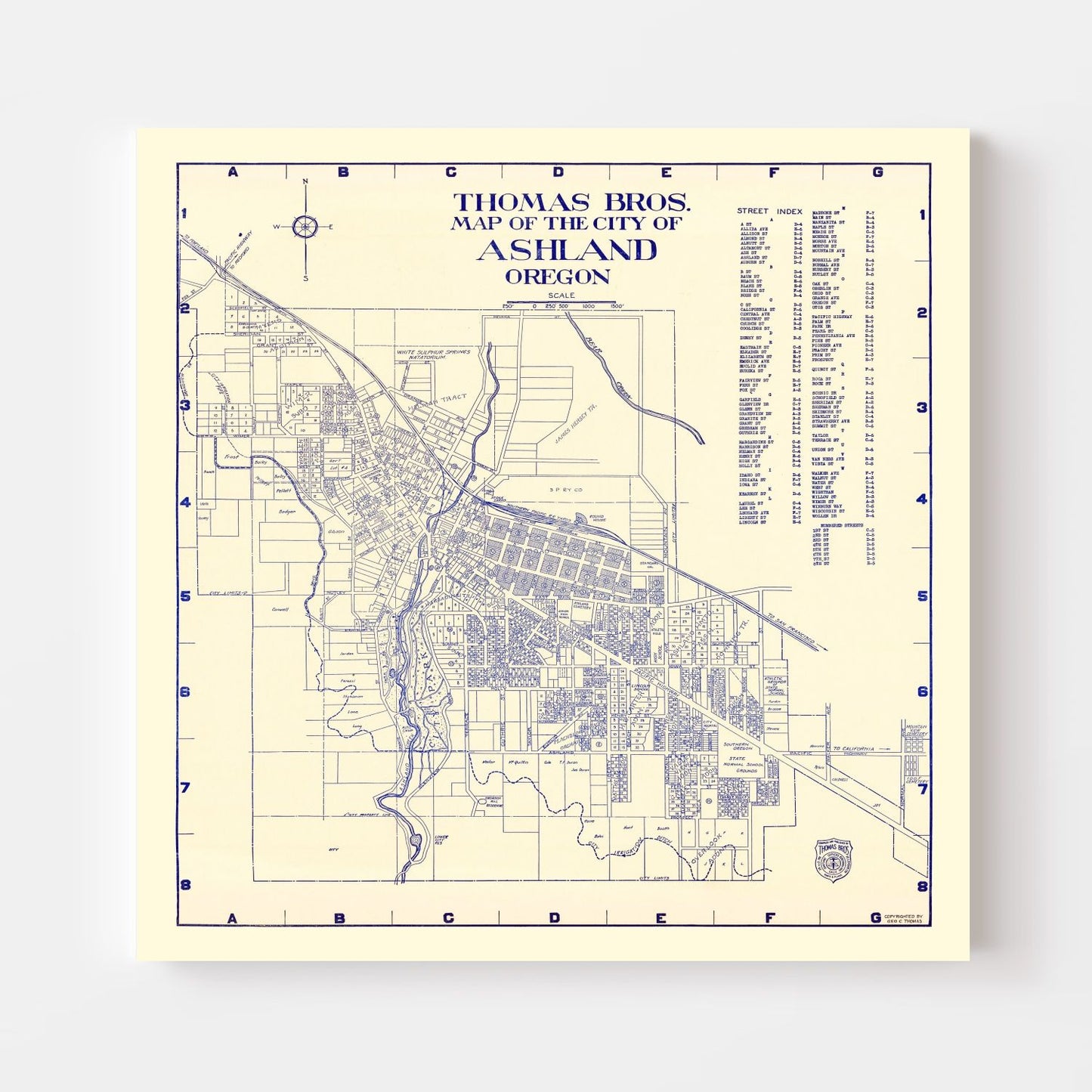 Vintage Map of Ashland, Oregon, 1920