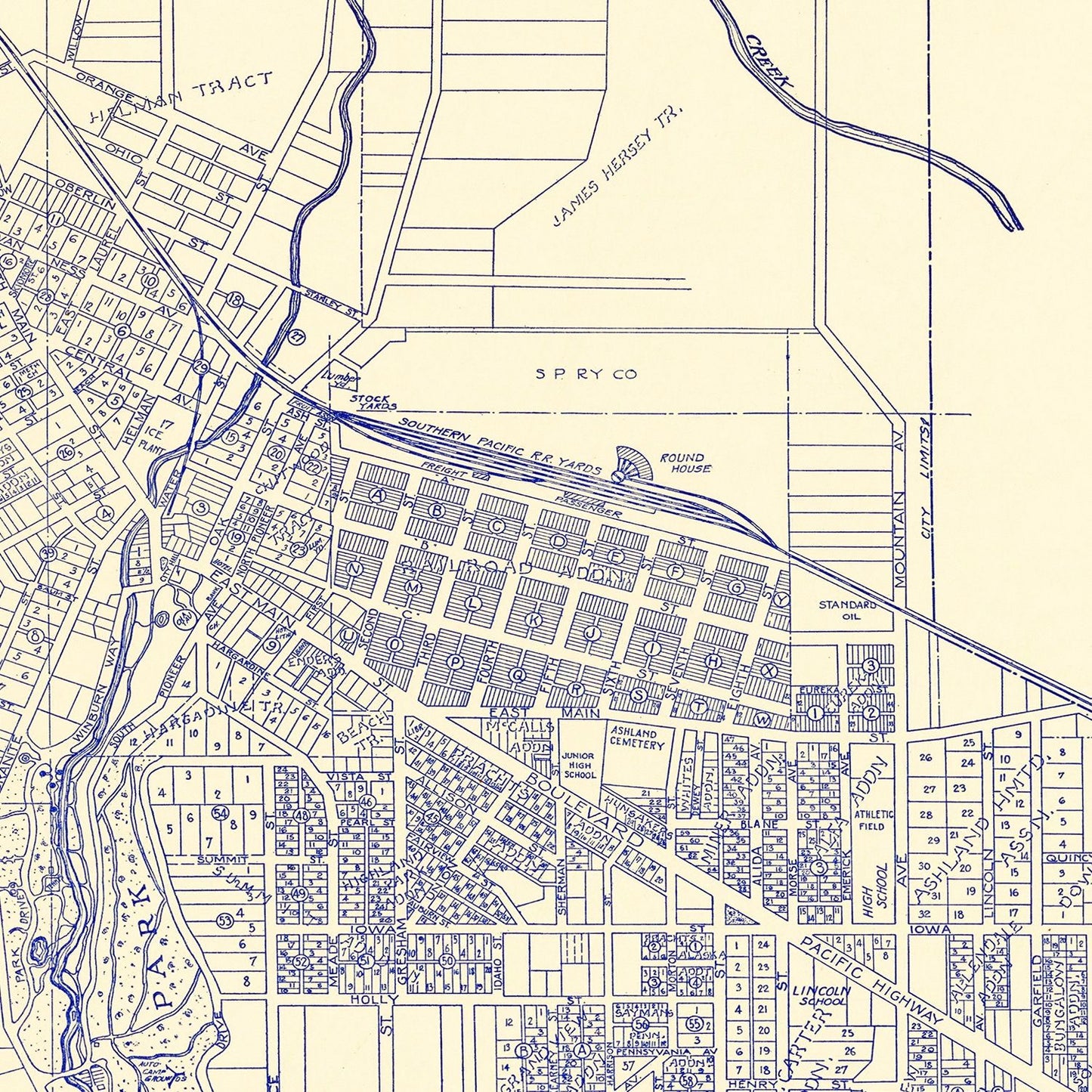 Vintage Map of Ashland, Oregon, 1920