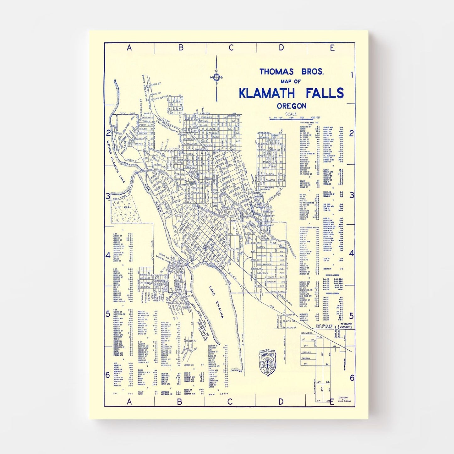 Vintage Map of Klamath Falls, Klamath County, Oregon, 1920