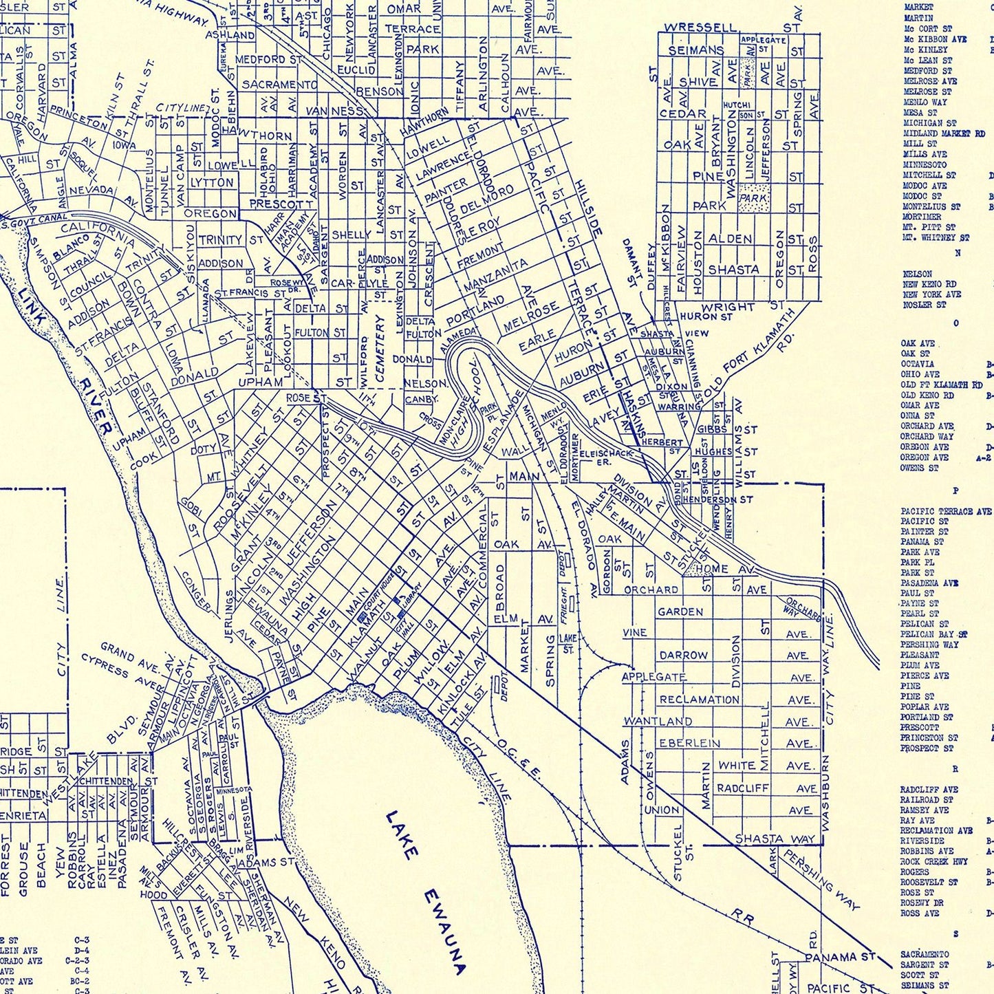 Vintage Map of Klamath Falls, Klamath County, Oregon, 1920