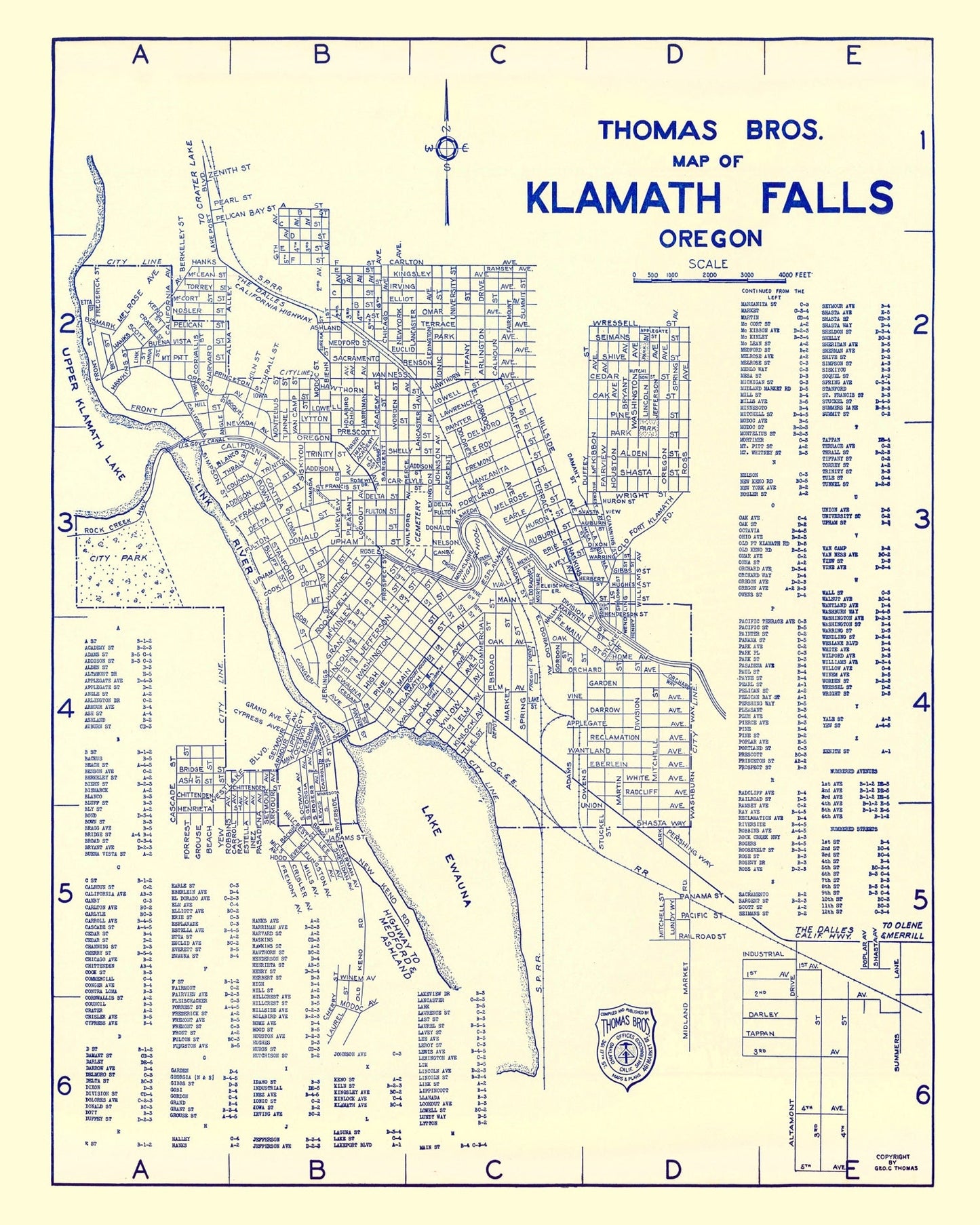 Vintage Map of Klamath Falls, Klamath County, Oregon, 1920