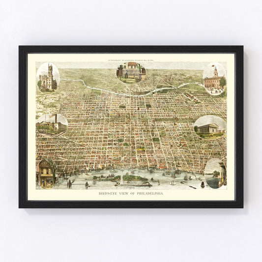 Vintage map of Philadelphia, Pennsylvania, 1872