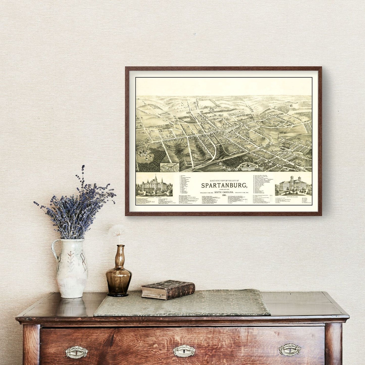Vintage Map of Spartanburg, South Carolina, 1891