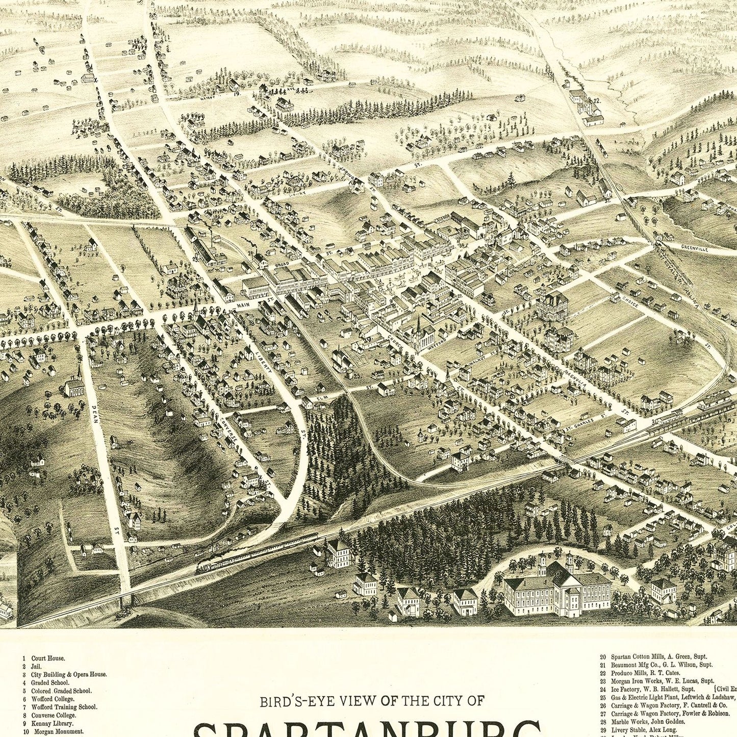 Vintage Map of Spartanburg, South Carolina, 1891