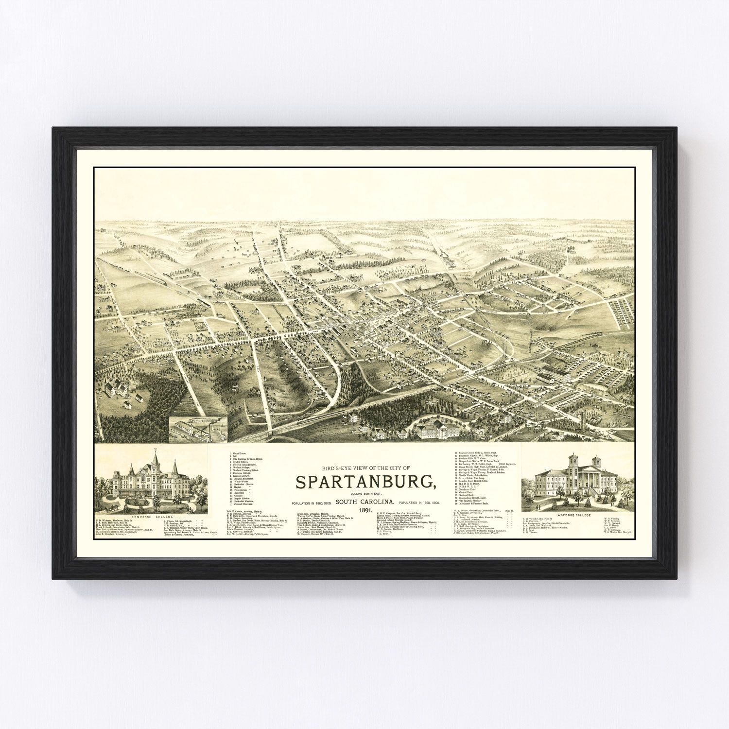 vintage map of Spartanburg, South Carolina, 1891