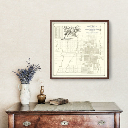 Vintage Map of Abilene, Texas, 1885 Wall Art