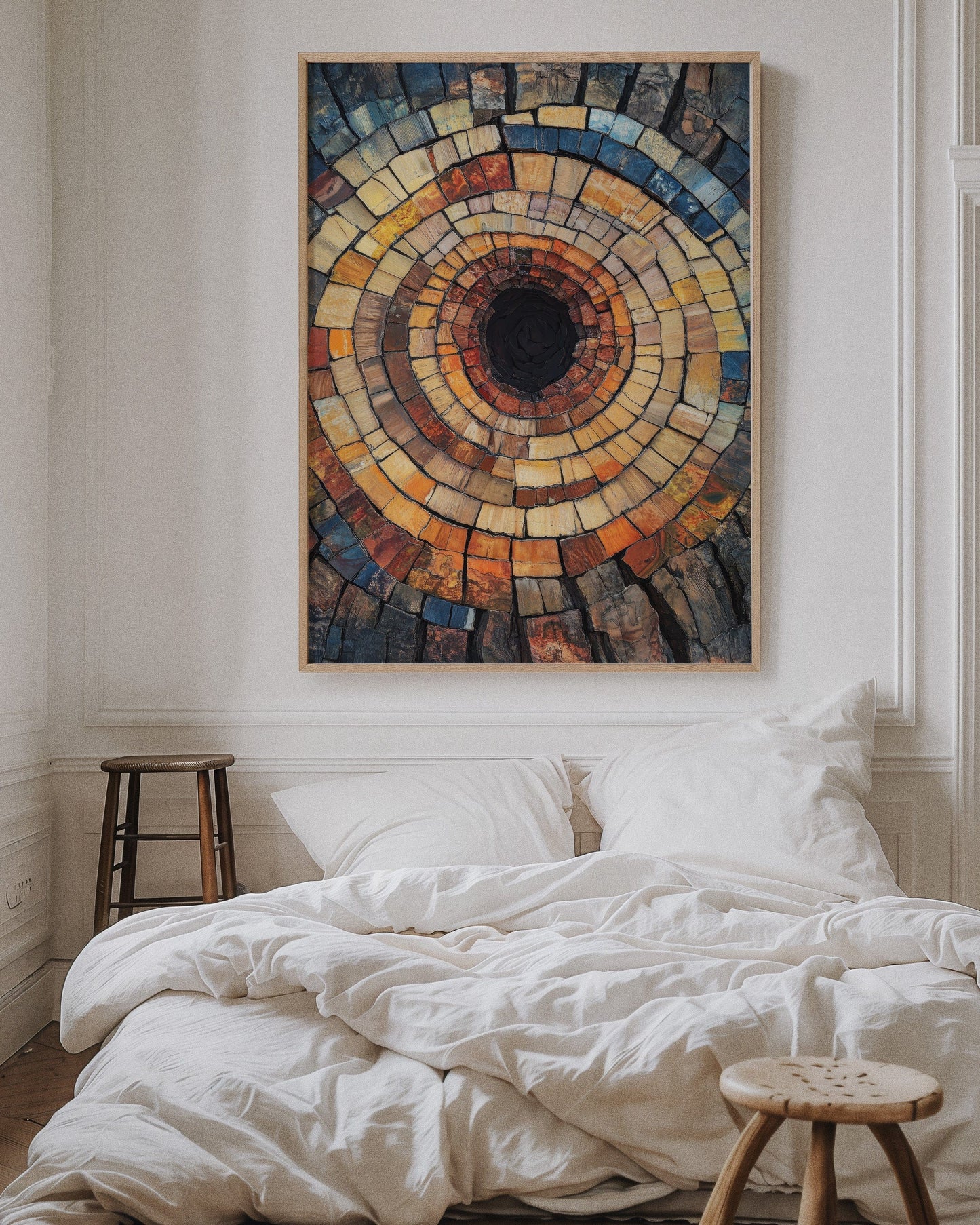 Petrified Wood Spiral Earth Tone Abstract Wall Art