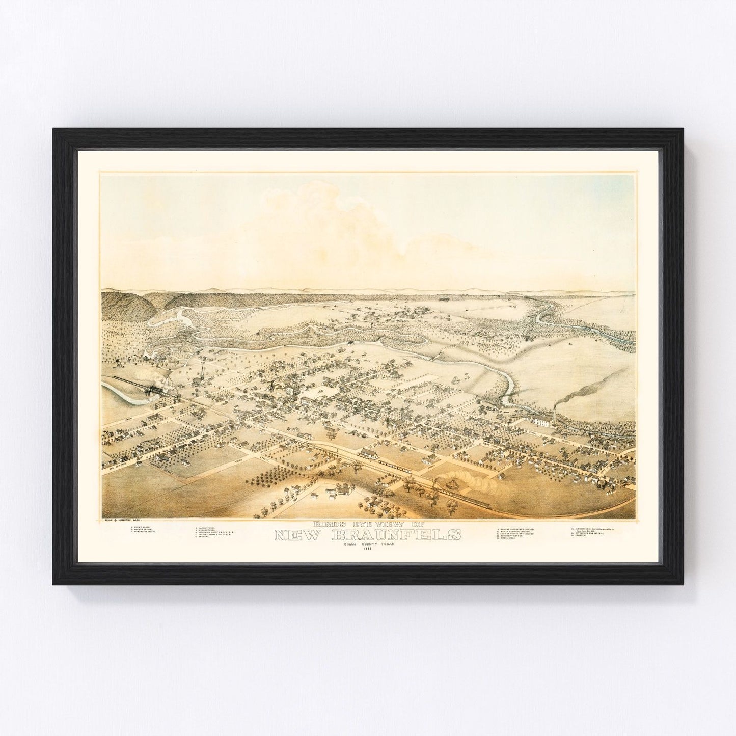 Vintage map of New Braunfels, Texas, 1881