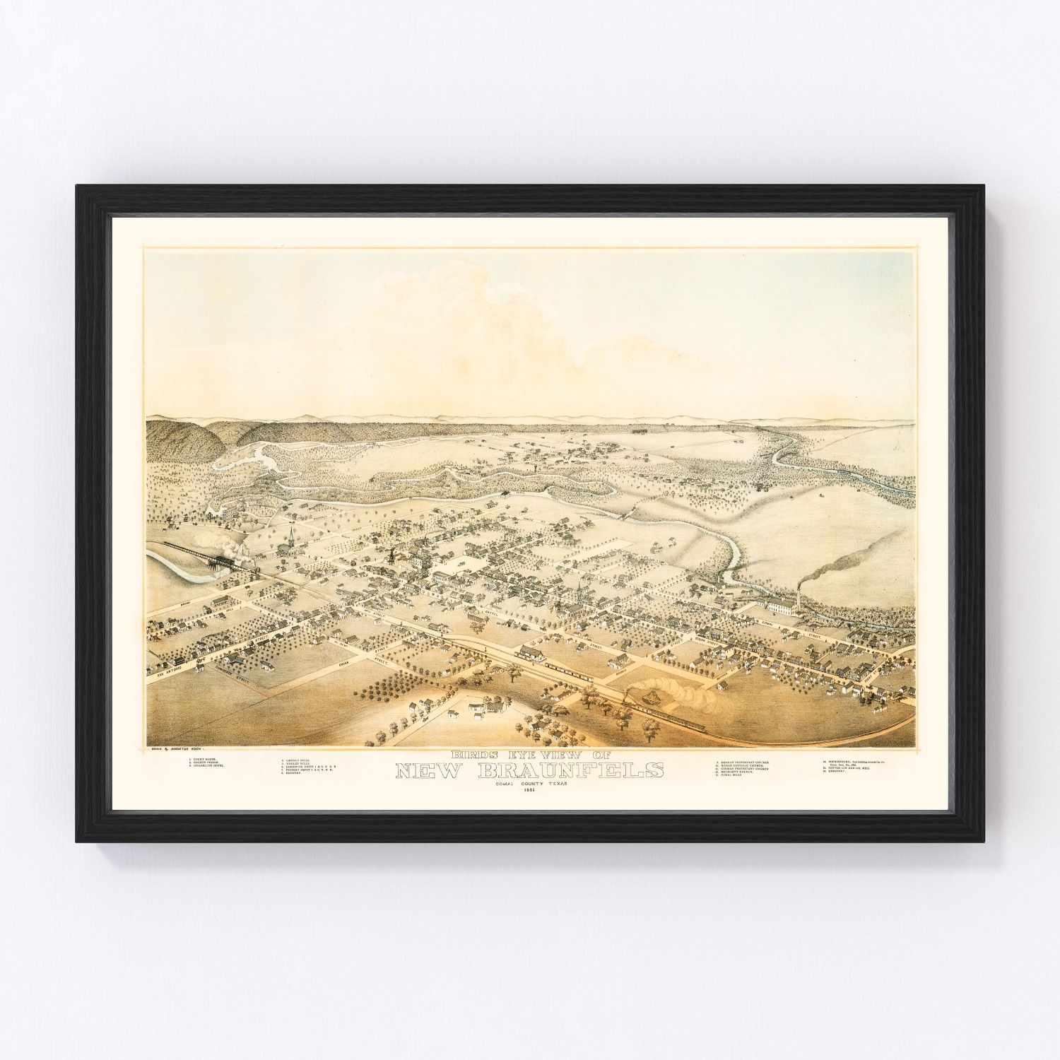 Vintage map of New Braunfels, Texas, 1881