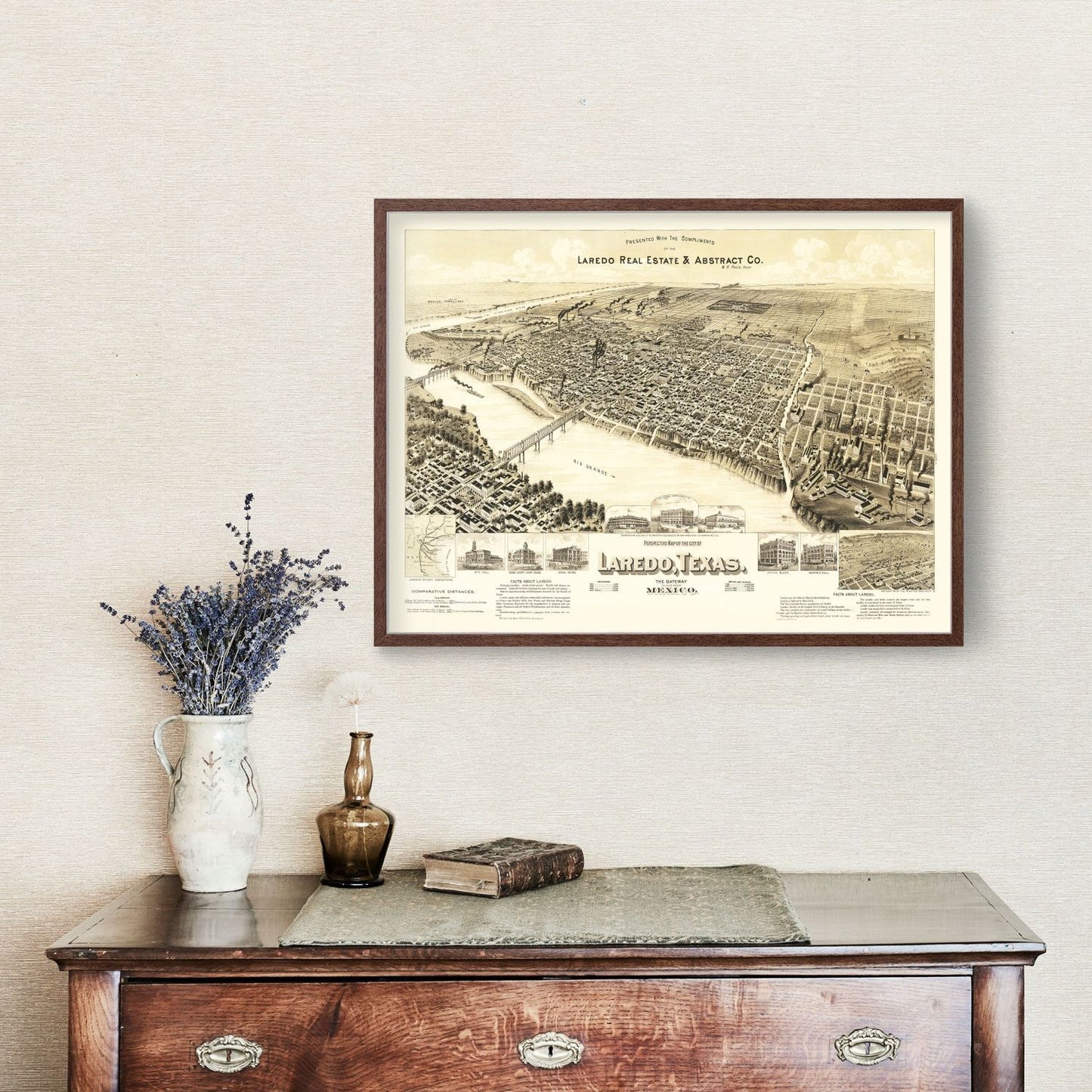 Vintage Map of Laredo, Texas, 1890