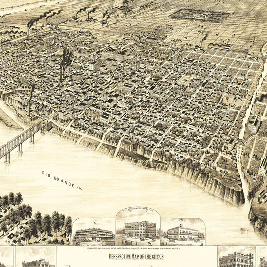 Vintage Map of Laredo, Texas, 1890