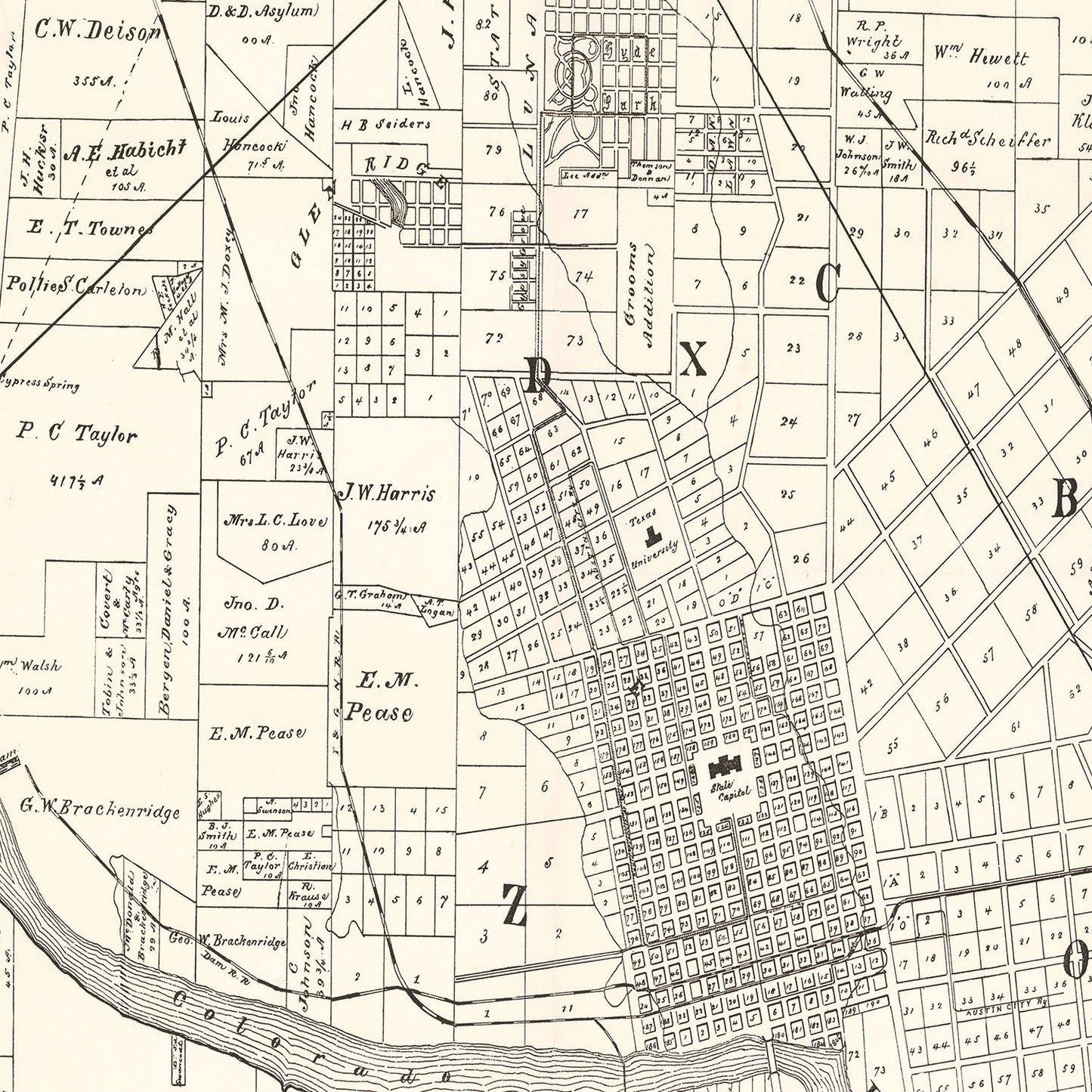 Vintage Map of Austin, Texas, 1891