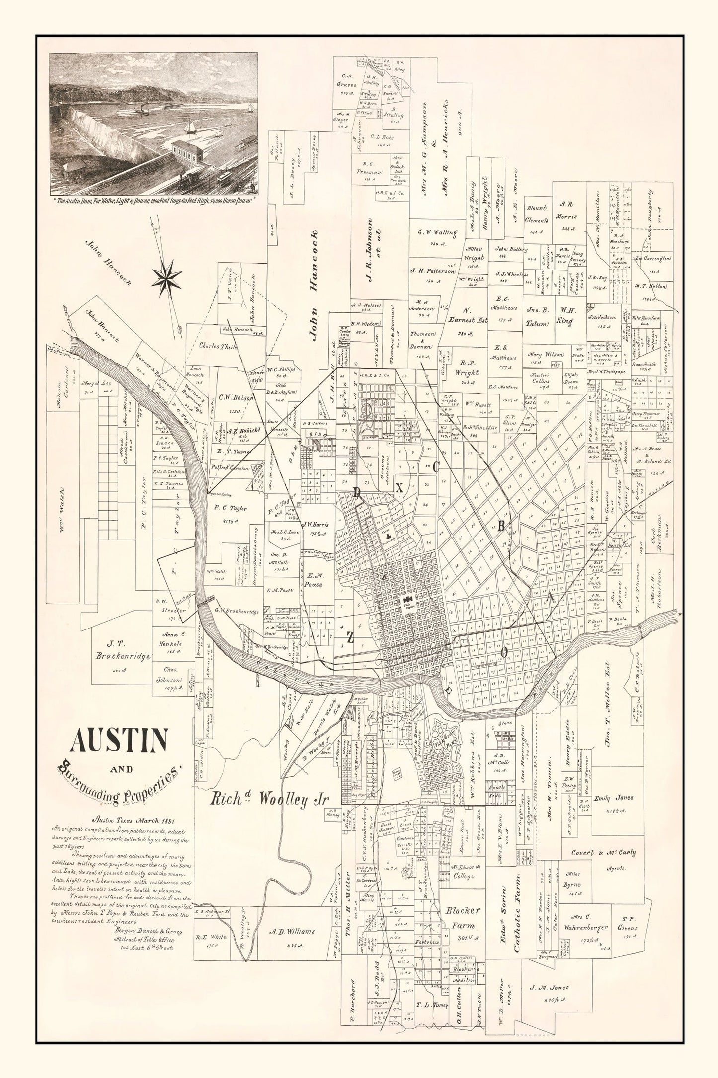 Vintage Map of Austin, Texas, 1891