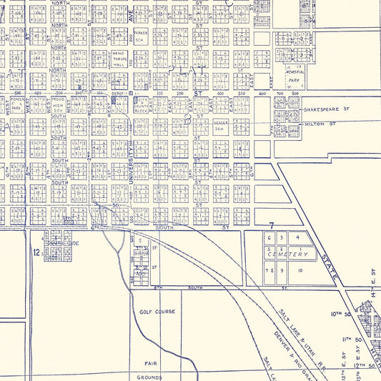 Vintage Map of Provo City, Utah, 1920