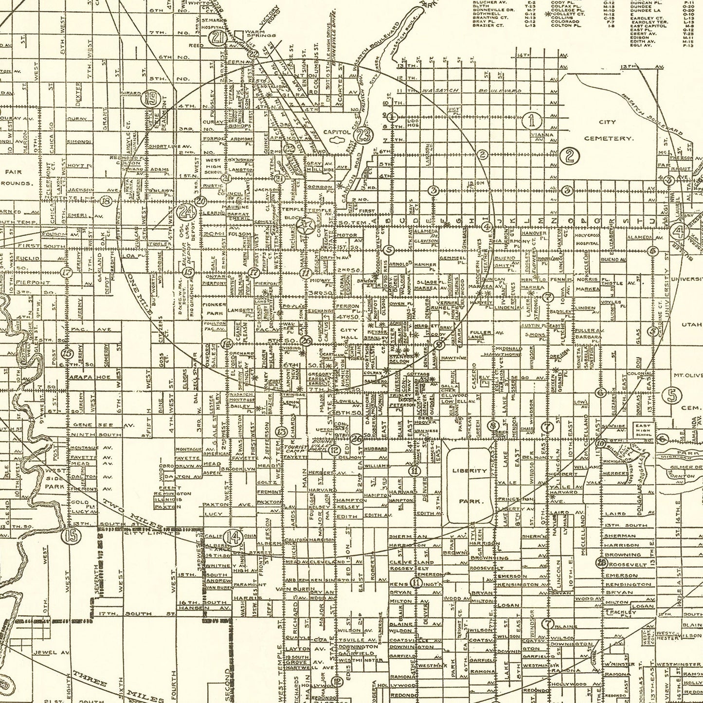 Vintage Map of Salt Lake City, Utah, 1926 II