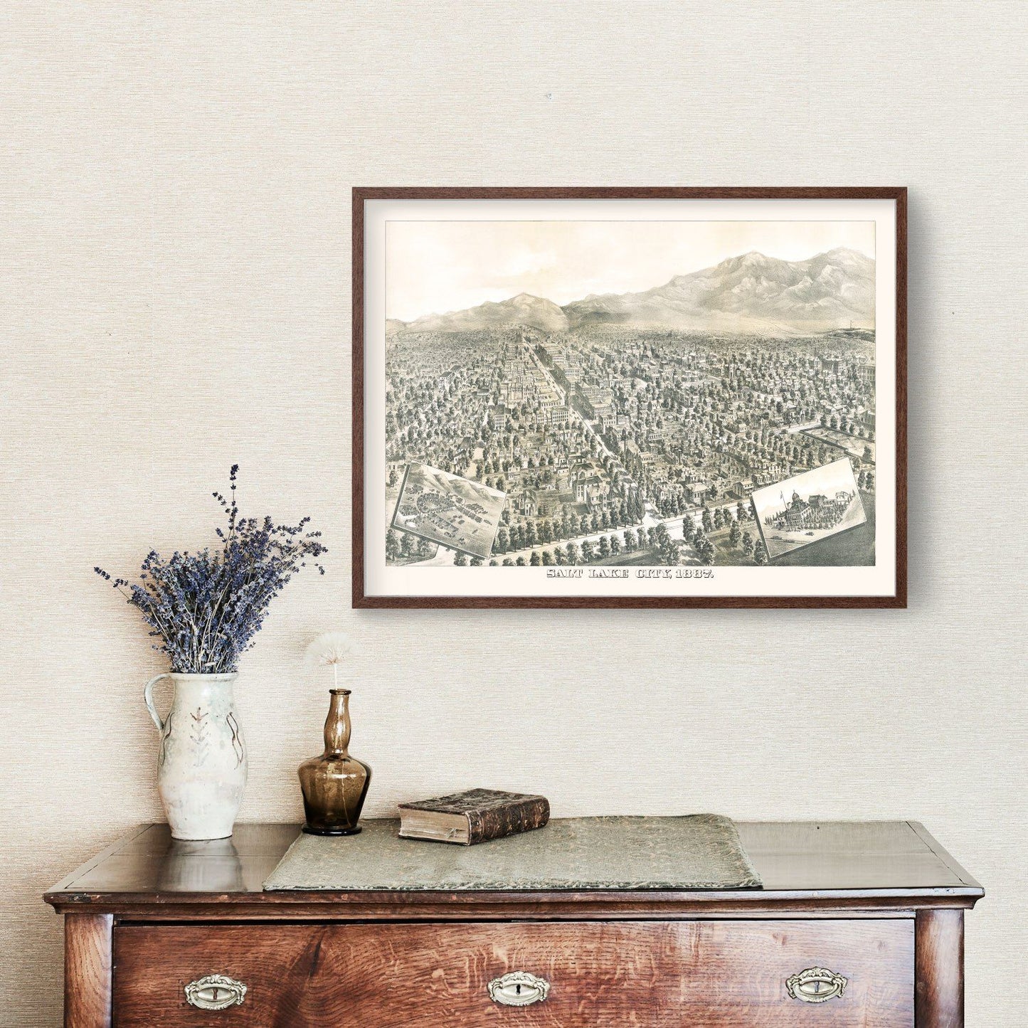 Vintage Map of Salt Lake City, Utah, 1887