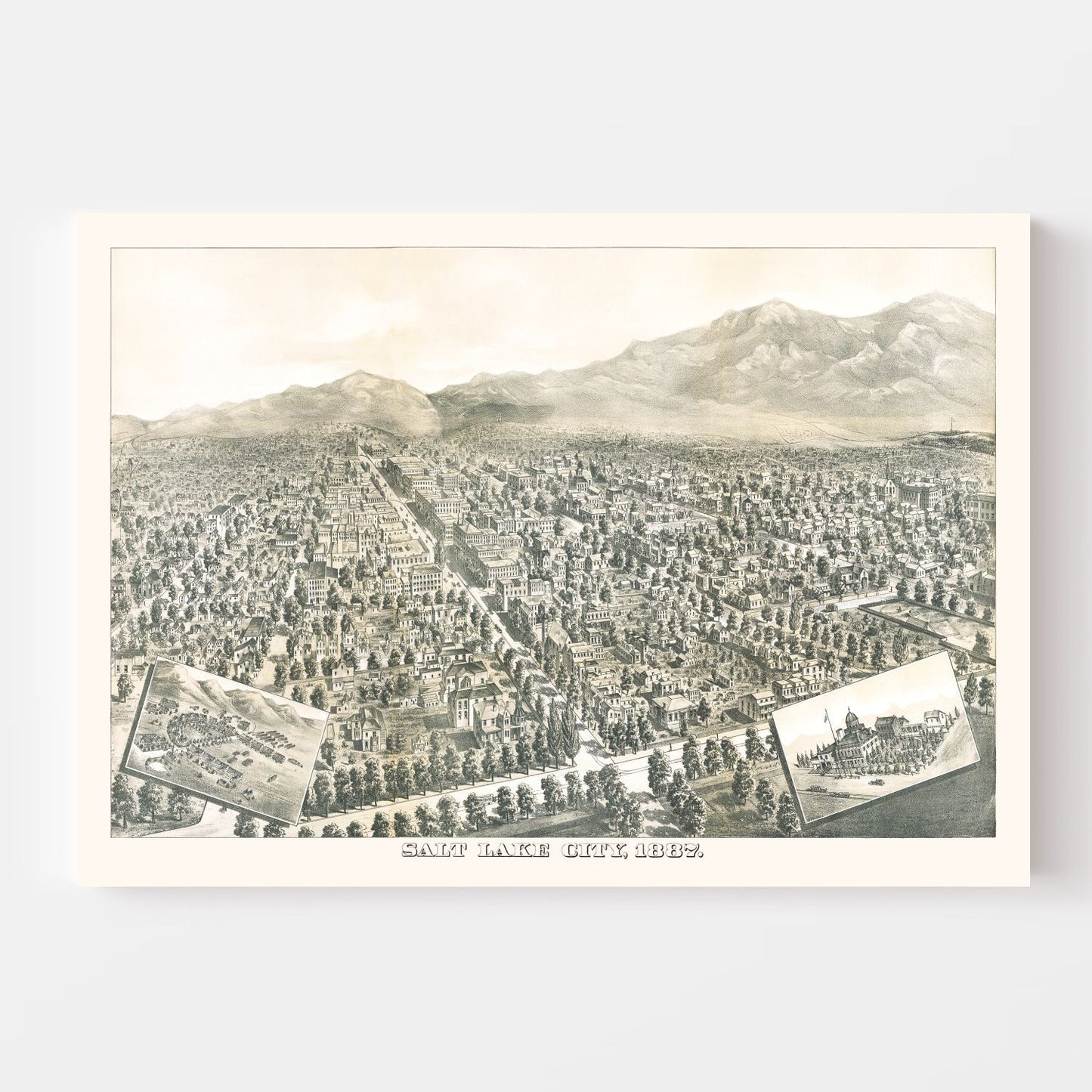 Vintage Map of Salt Lake City, Utah, 1887