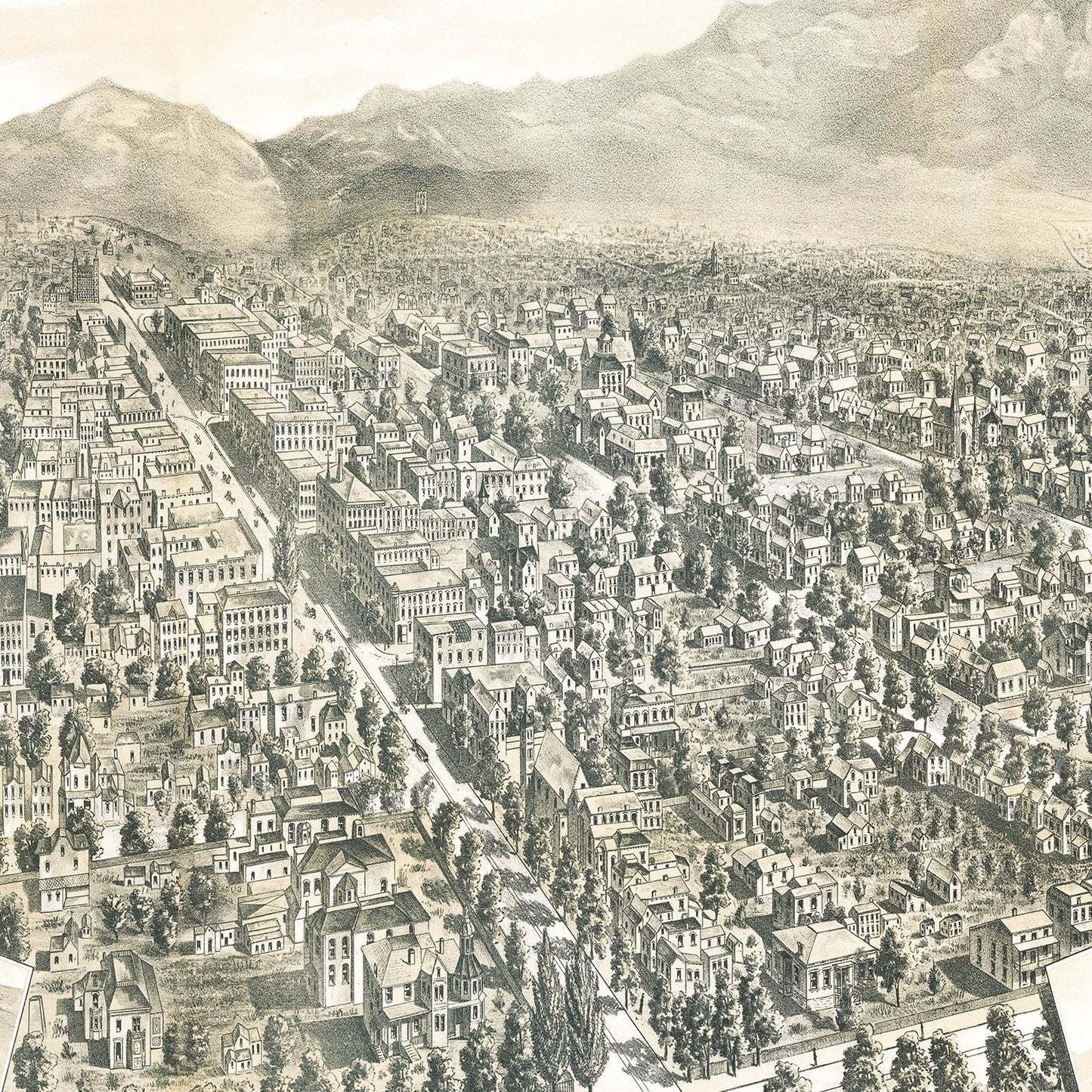 Vintage Map of Salt Lake City, Utah, 1887
