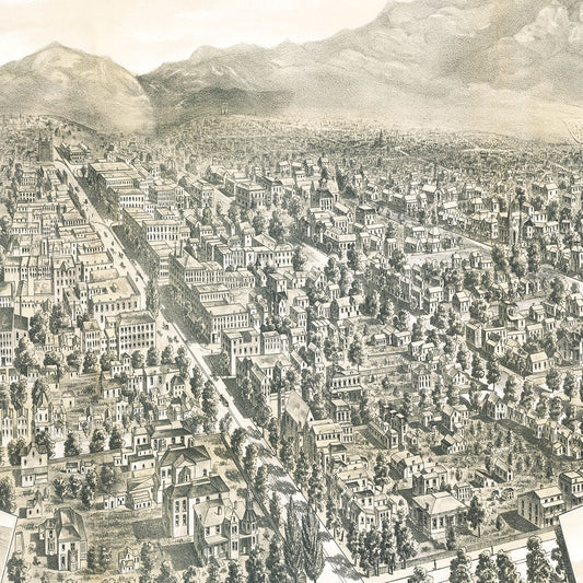 Vintage Map of Salt Lake City, Utah, 1887
