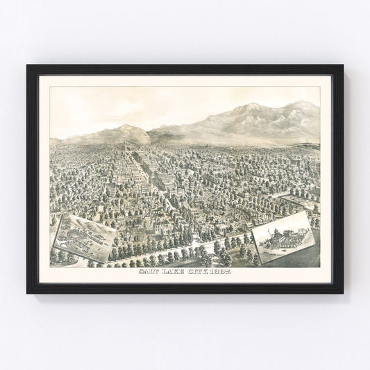 vintage map of Salt Lake City, Utah, 1887
