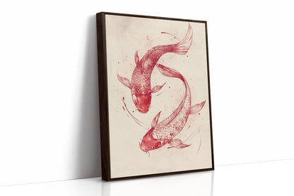 Koi Fish Wall Art Minimalist Japanese Ink Print