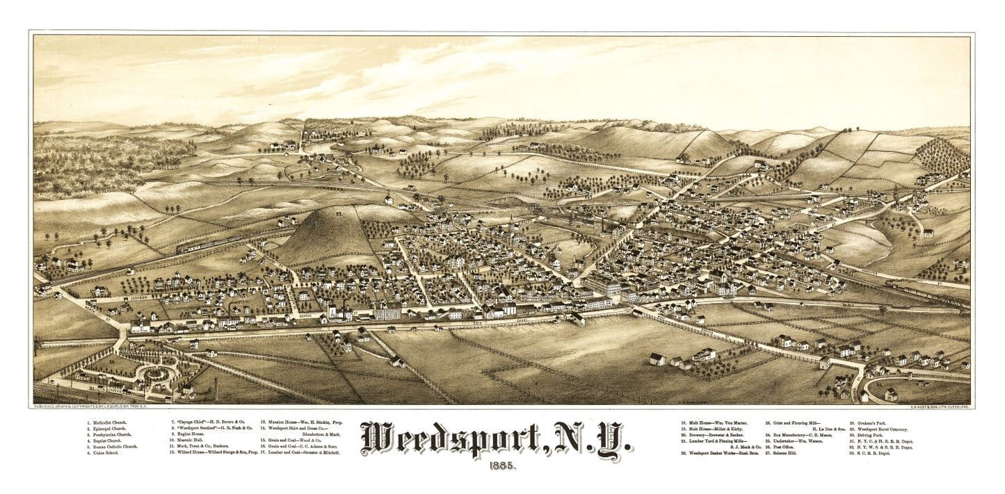 Vintage Map of Weedsport, New York, 1885