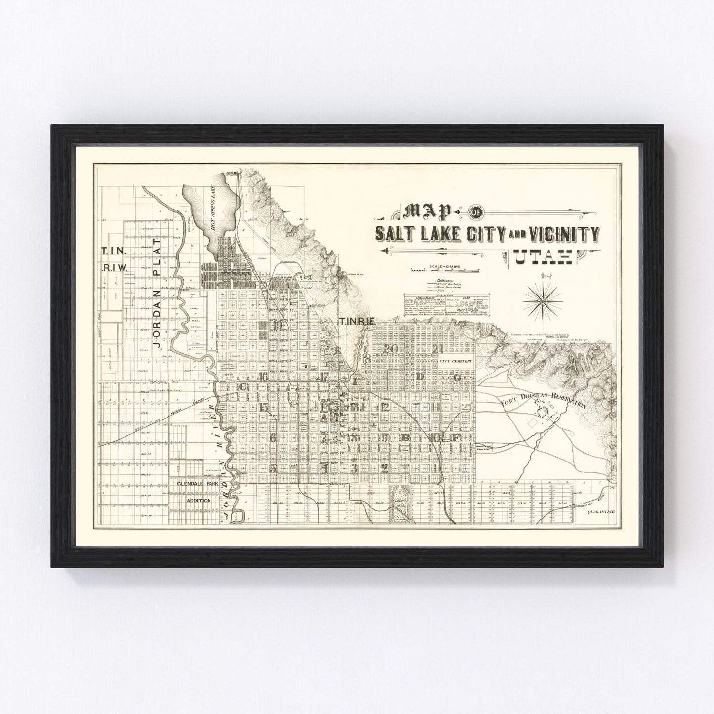 vintage map of Salt Lake City, Utah, 1888