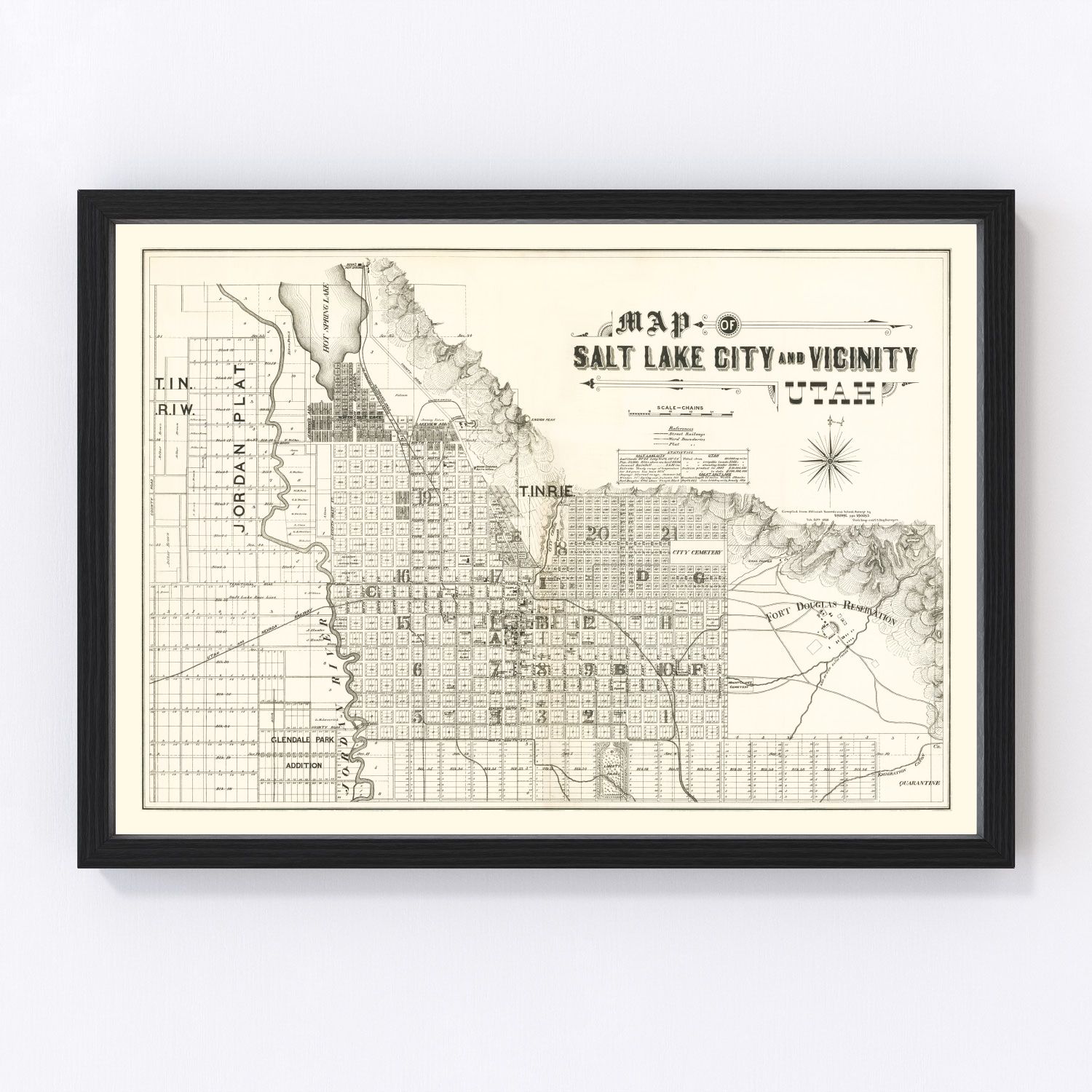 vintage map of Salt Lake City, Utah, 1888