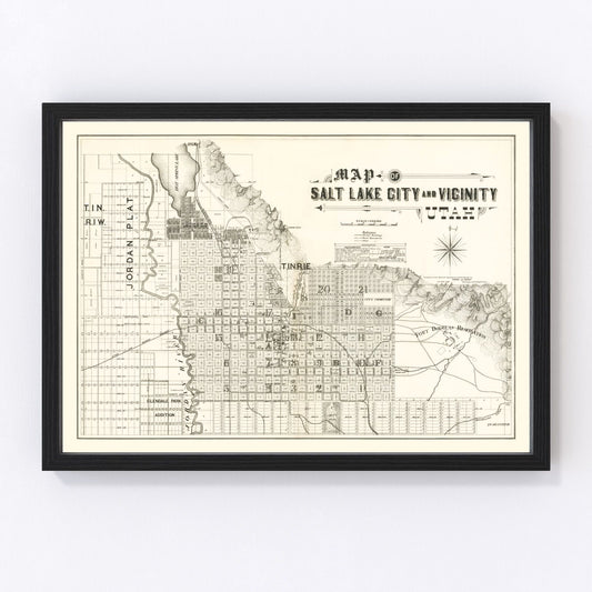 vintage map of Salt Lake City, Utah, 1888