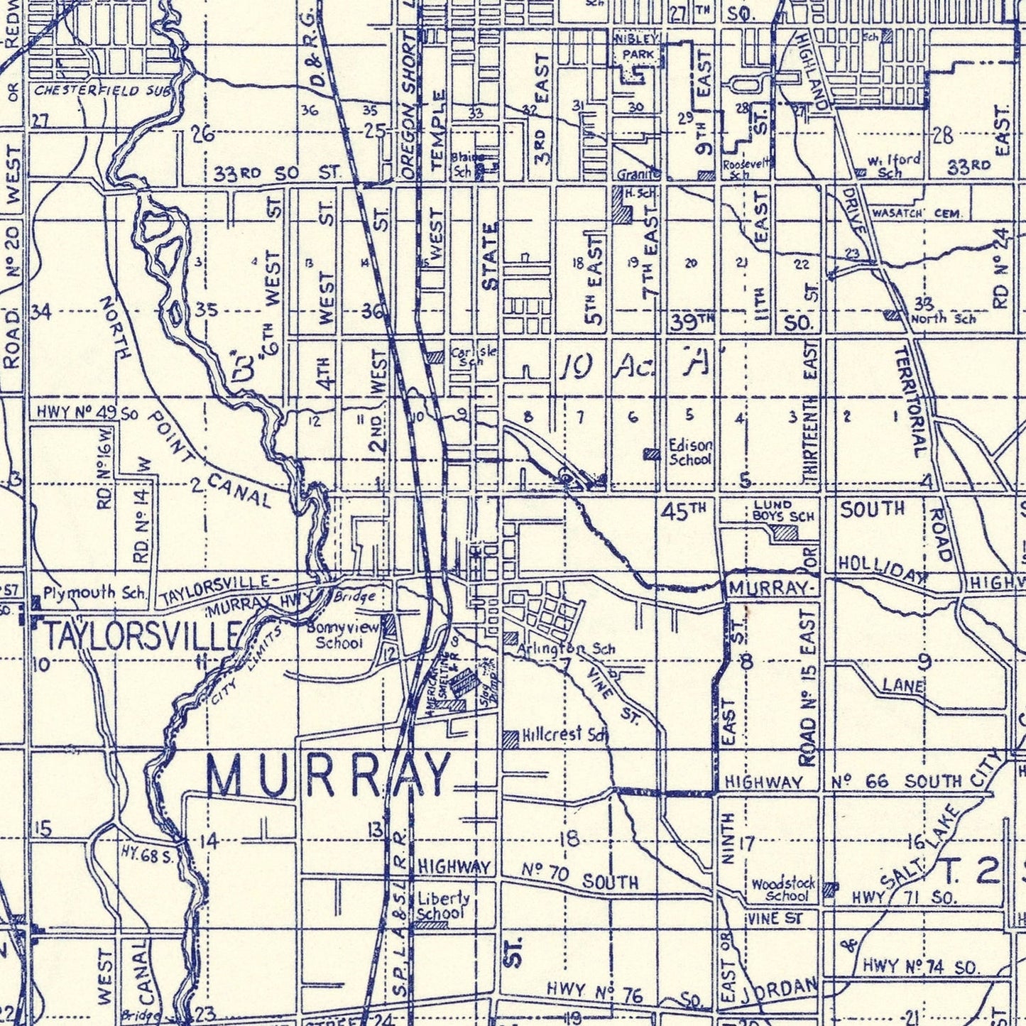Vintage Map of Salt Lake City, Utah, 1920