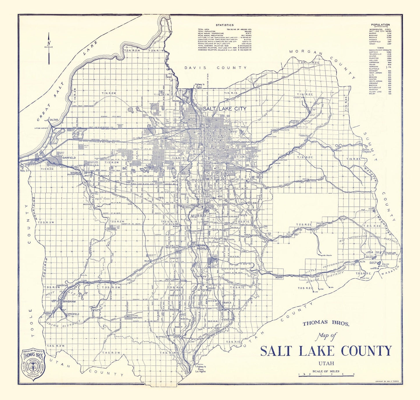 Vintage Map of Salt Lake City, Utah, 1920